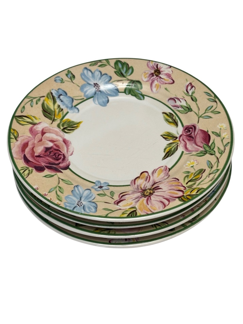 90s 00s Coventry Stoneware Floral Lynette Patterned Set of 4 Saucers